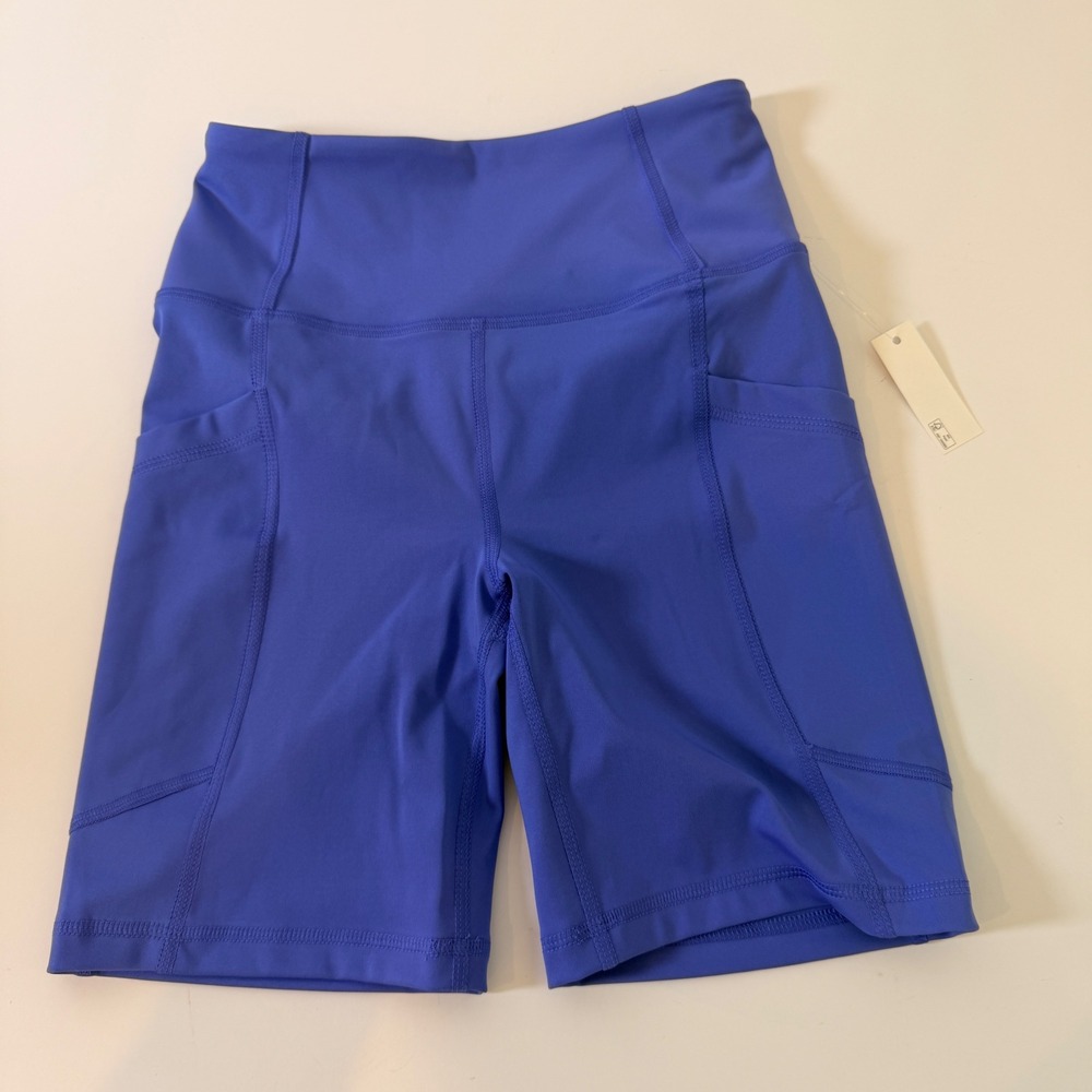 Amazon Essentials Womens High-Rise Bike Shorts Purple XS Pockets Cycling